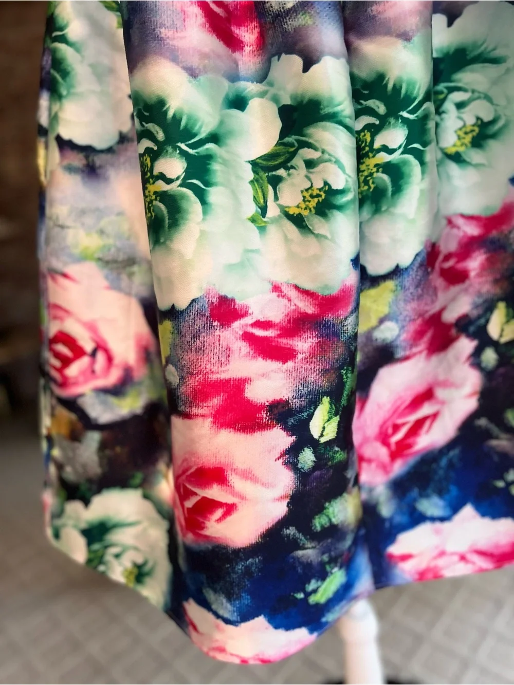 Akira Chicago Floral Multicolor Taffeta Pleated Full Midi Skirt S Retro Party